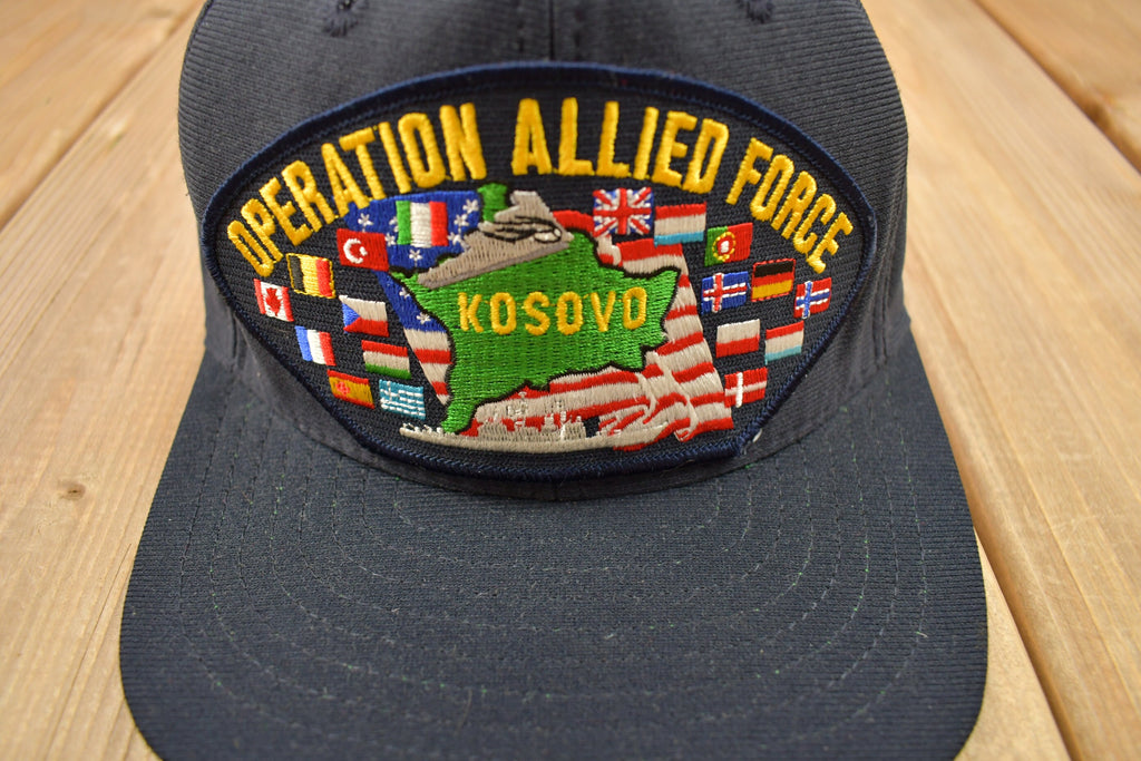 Vintage 1990s Operation Allied Force Kosovo Military Snap Back Hat