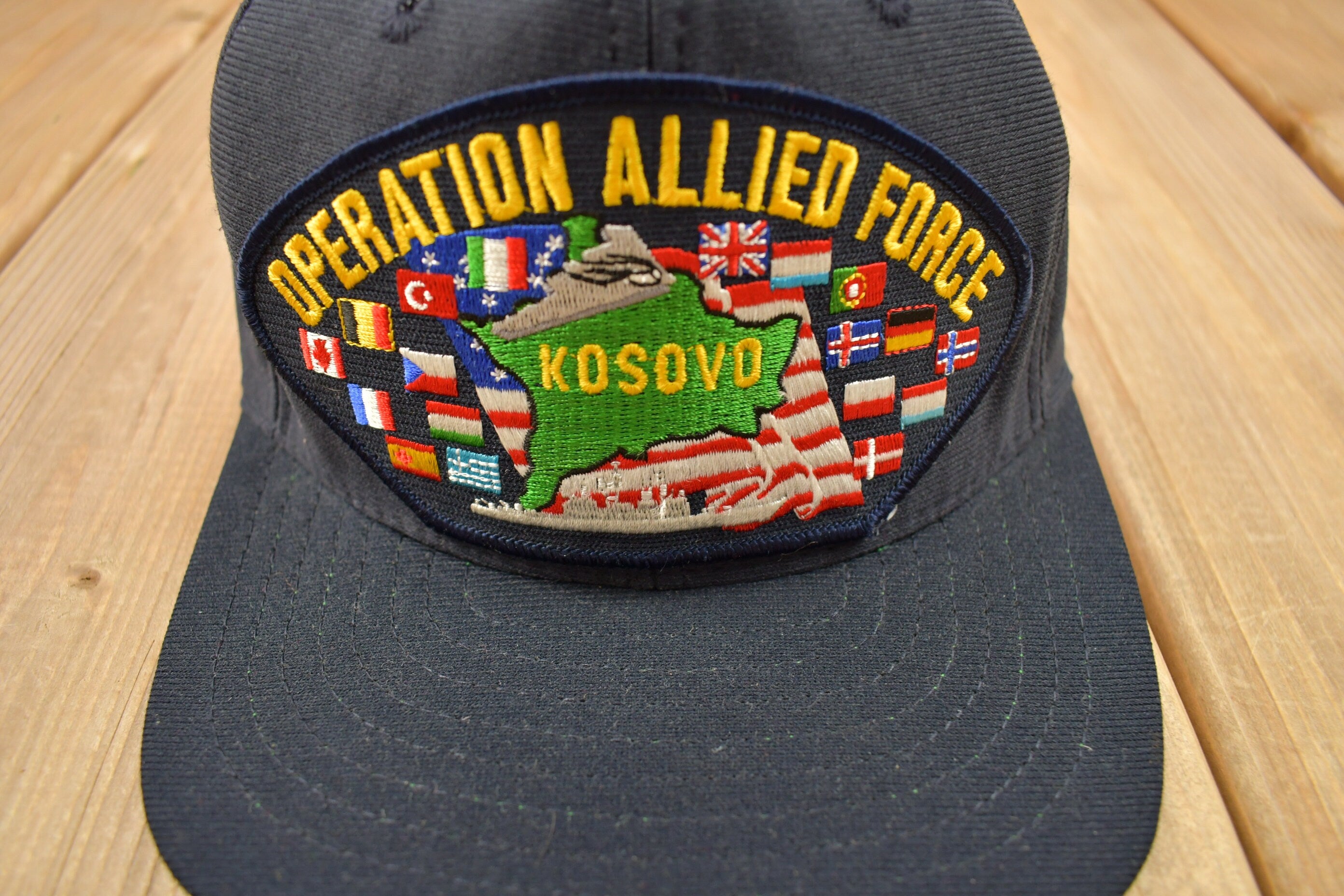 Vintage 1990s Operation Allied Force Kosovo Military Snap Back Hat