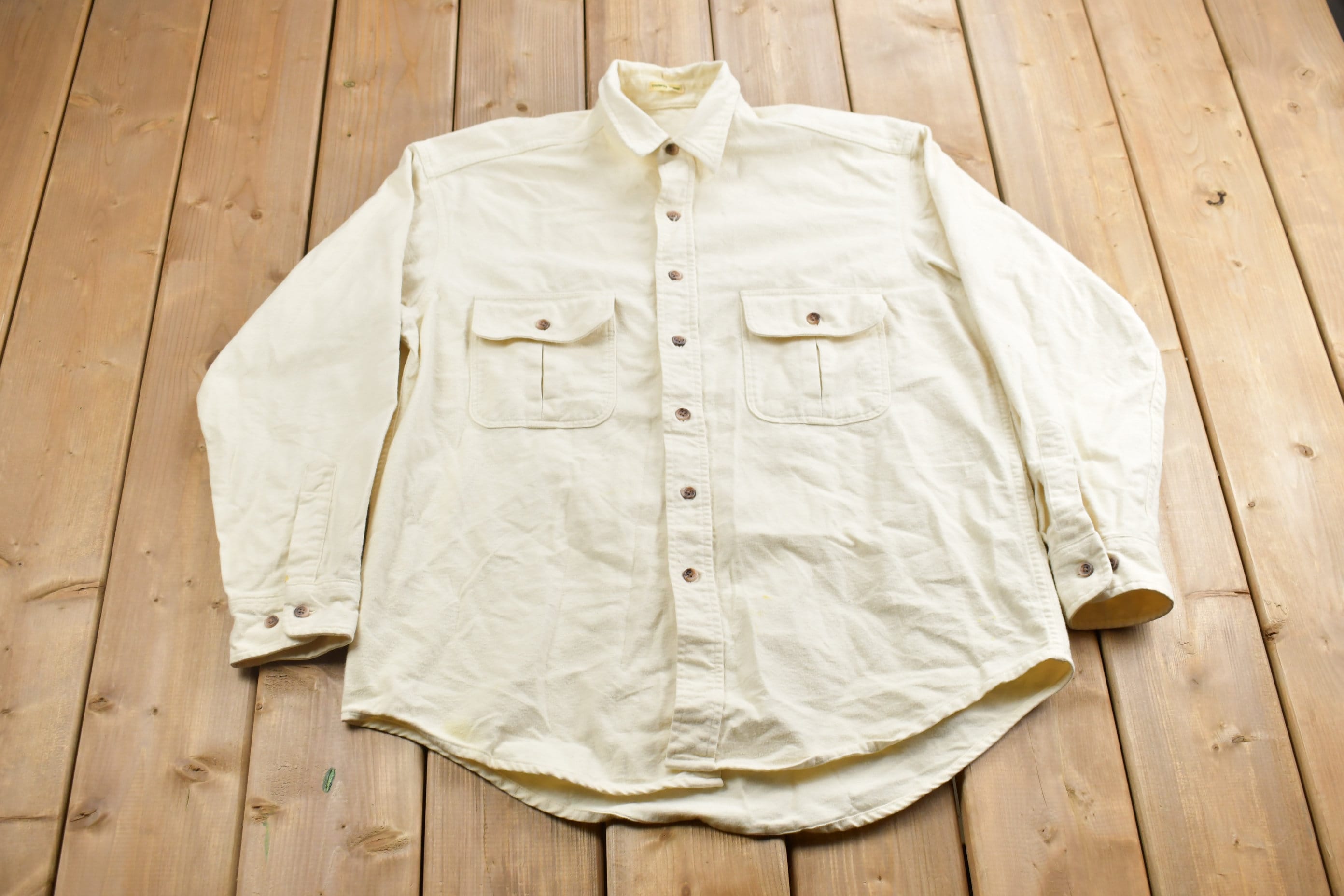 Vintage 1990s Blank Chamois Cloth Button Up Shirt