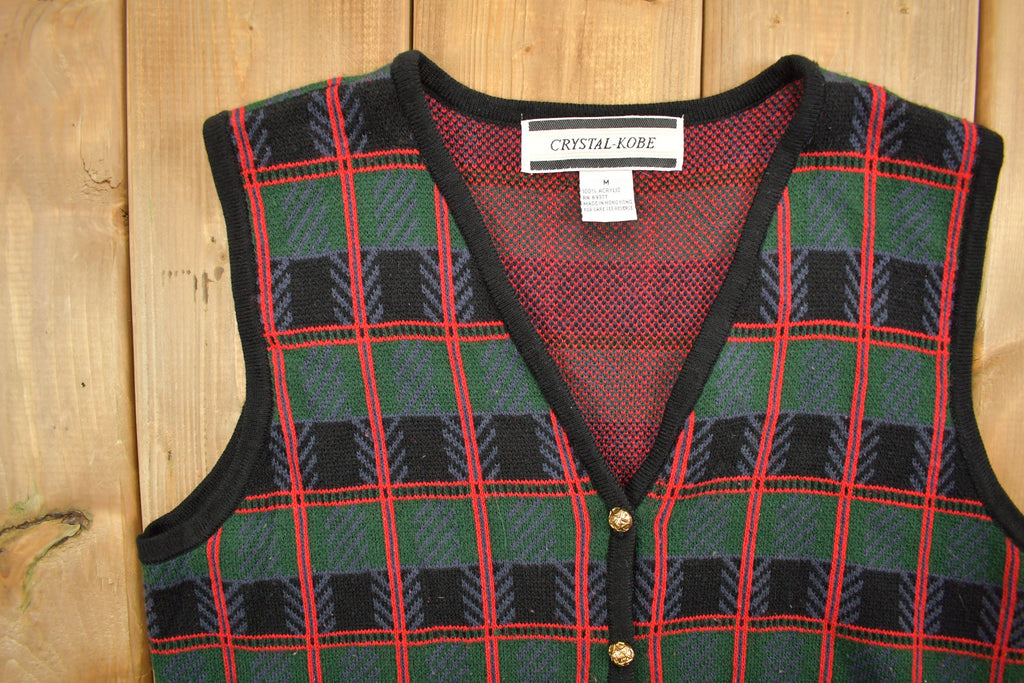 Vintage 1990s Crystal Lobe Abstract Knit Cardigan Sweater Vest