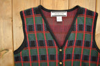 Vintage 1990s Crystal Lobe Abstract Knit Cardigan Sweater Vest