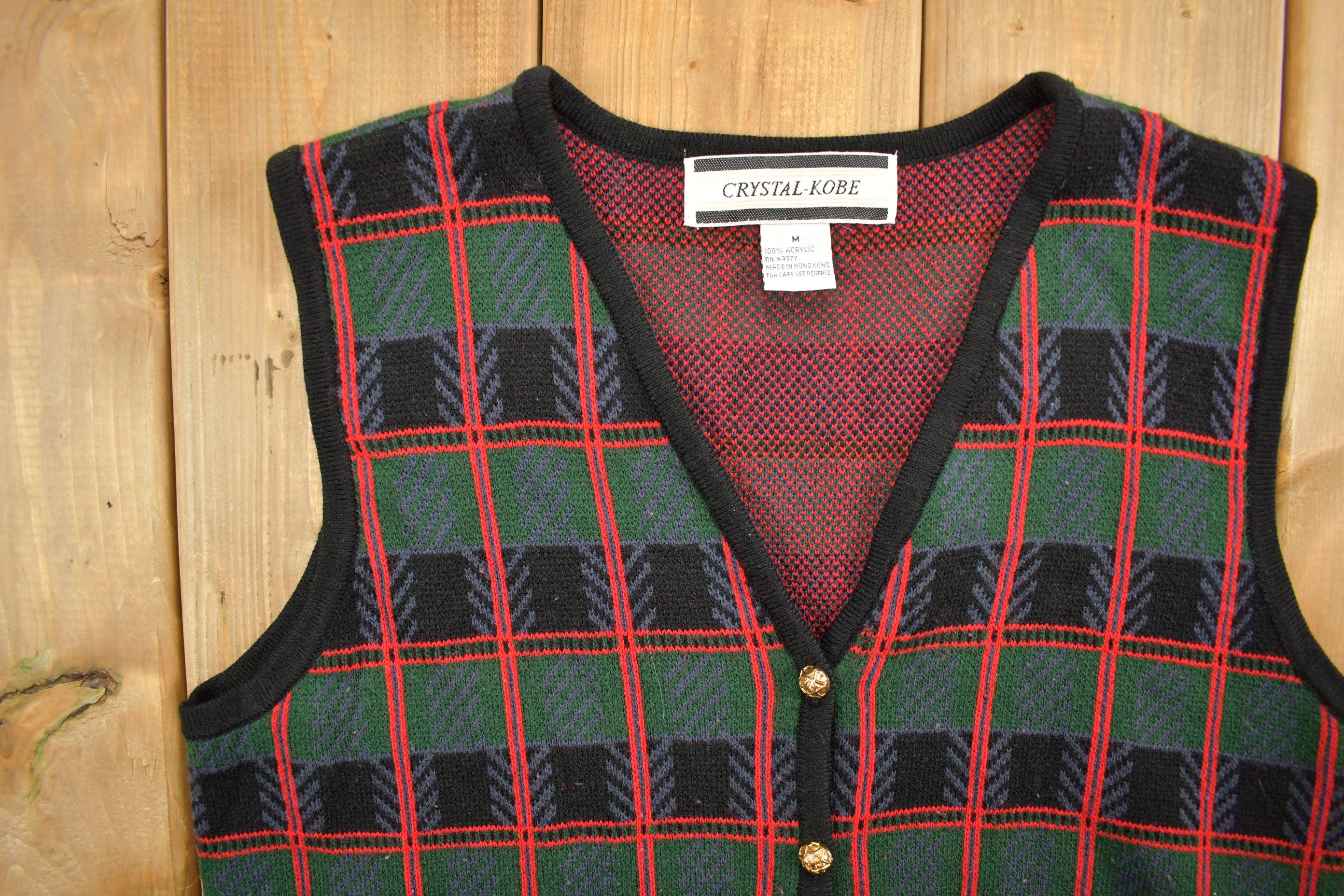 Vintage 1990s Crystal Lobe Abstract Knit Cardigan Sweater Vest
