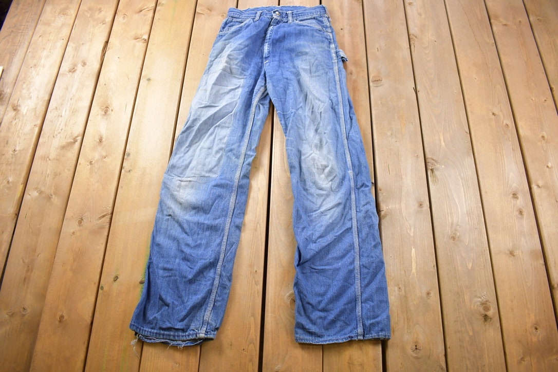 Vintage 1990s Faded Patchwork Denim Jeans Size  American Vintage  Workwear  Streetwear  Vintage Pants  Casual Wear  Essentials