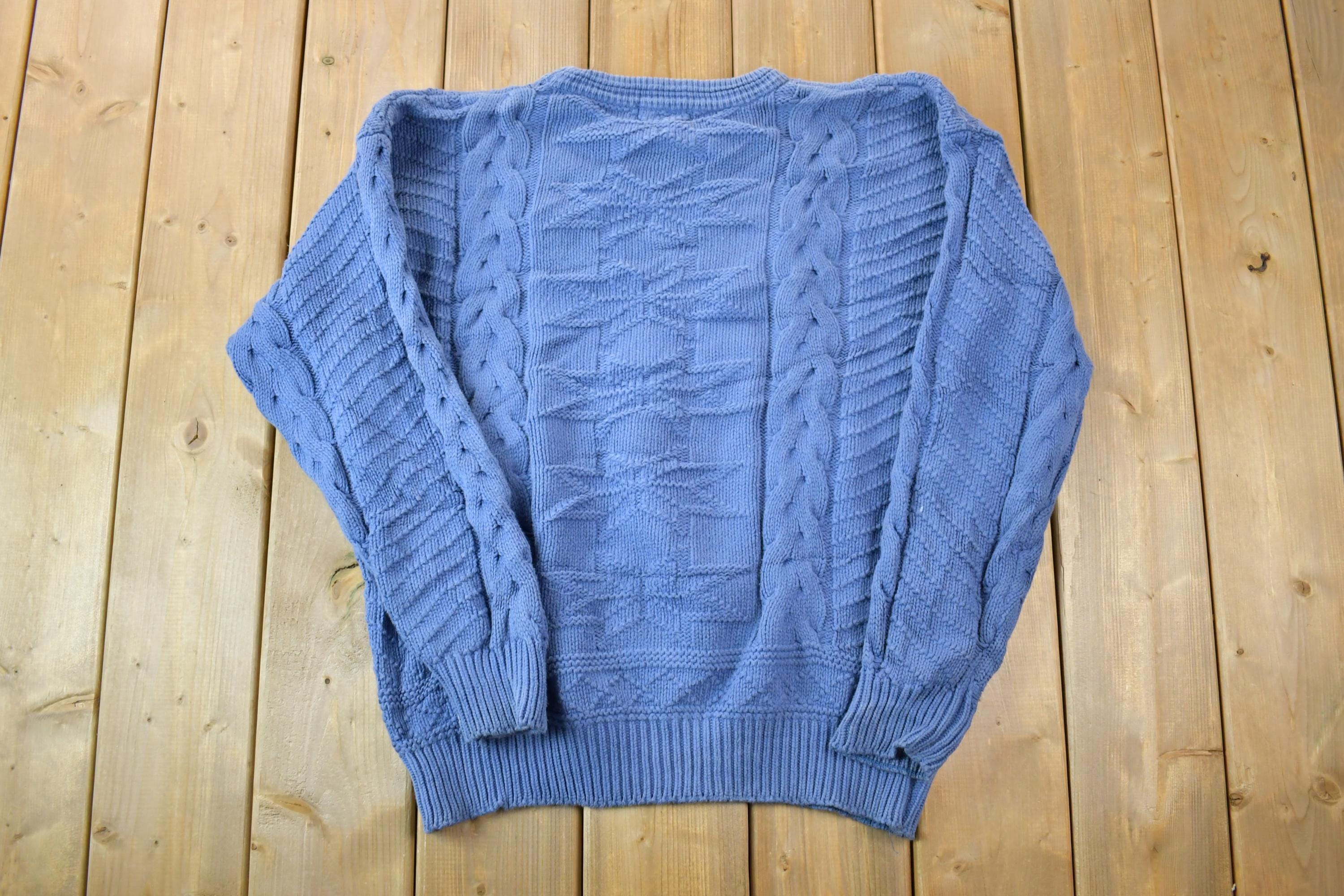 Vintage 1990s Abercrombie And Fitch 3D Colored Cable Knit Crewneck Sweater