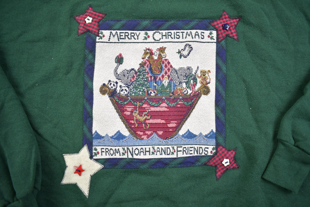Vintage 1990s Merry Christmas Grandma Style Crewneck Sweater Made In USA - XL