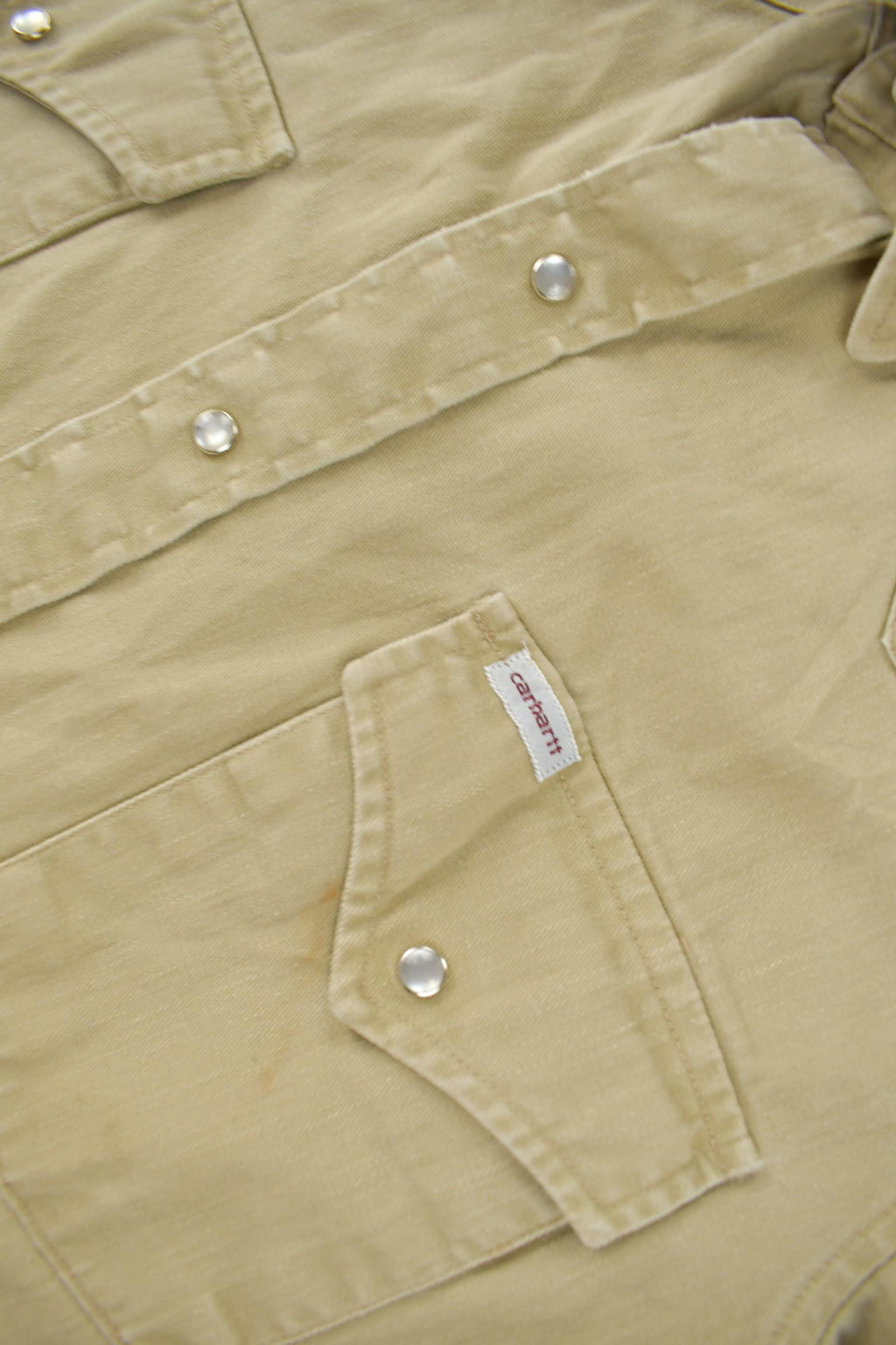 Vintage 1980s Carhartt Beige Snap Button Up Shirt