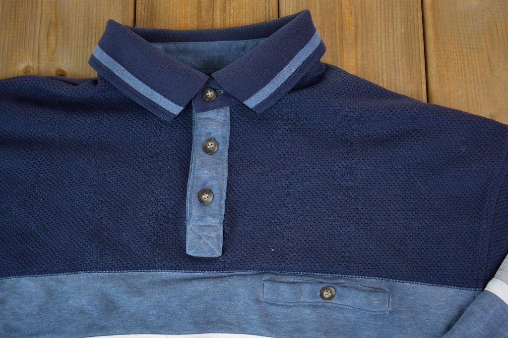 Vintage 1990s LD Sport Quarter Button Collared Crewneck Sweatshirt