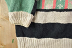 Vintage 1990s Paris Sports Club Floral Hand Knit Crewneck Sweater