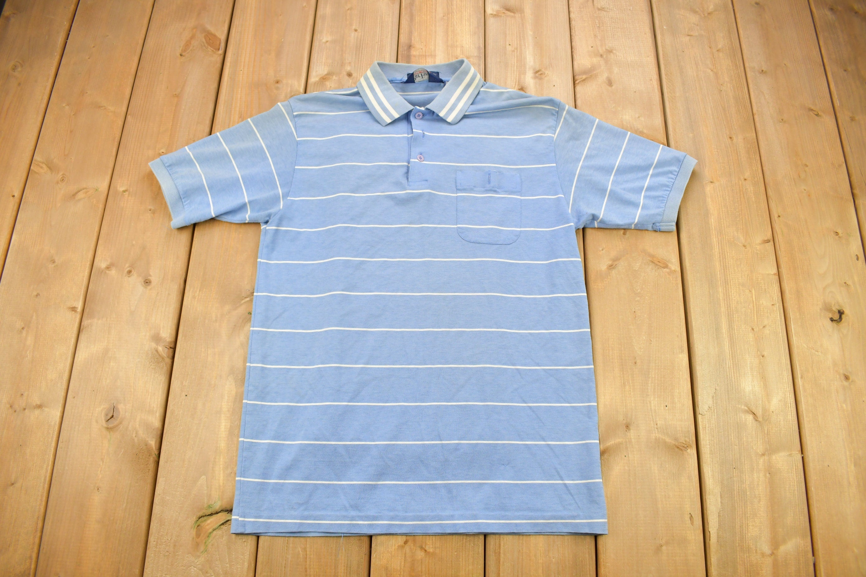 Vintage 1980s Par Four Sportswear Striped Collared Polo Shirt