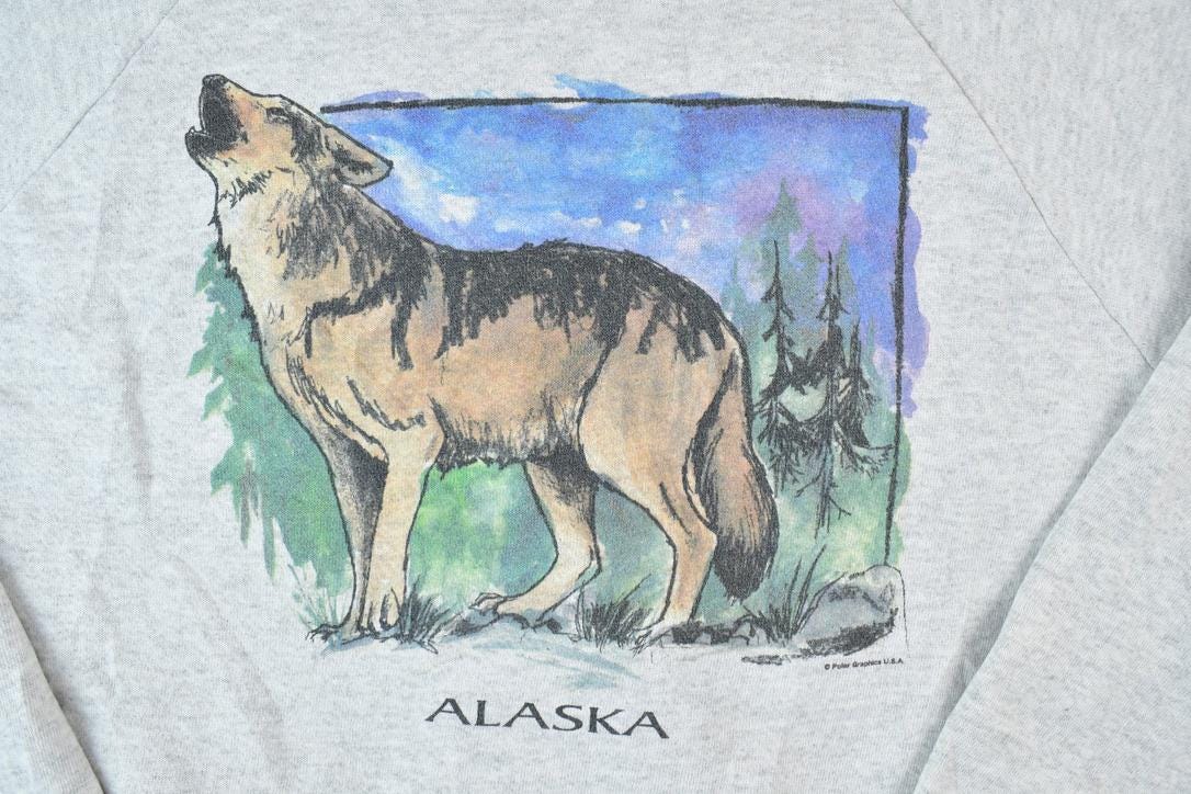 Vintage 1990s Alaska Howling Wolf Crewneck Sweatshirt