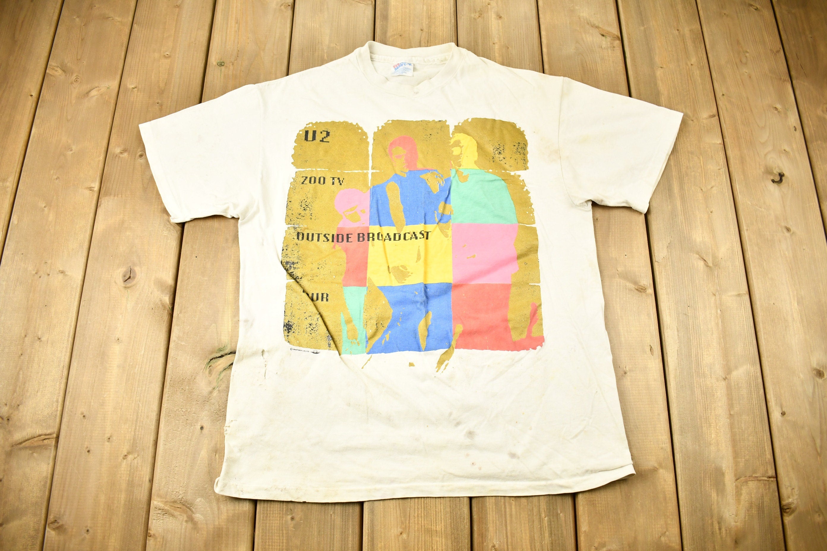 Vintage 1992 U2 Zoo TV Outside Broadcast Tour Band T-shirt