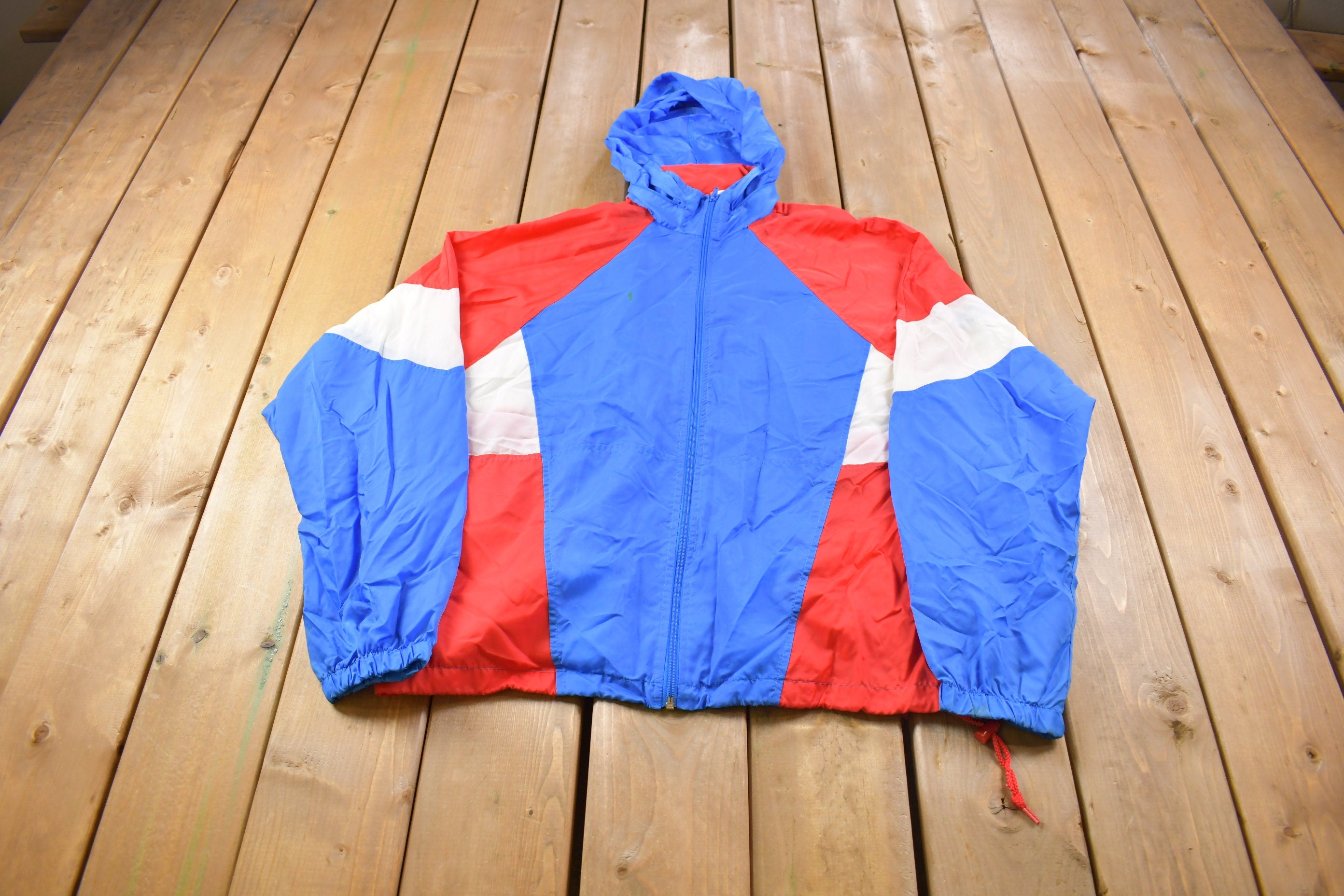 Vintage 1980s Nike grey Tag Color Block Windbreaker Jacket
