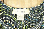 Vintage 1990s Plisse Abstract Print Dress Shirt Women's Medium