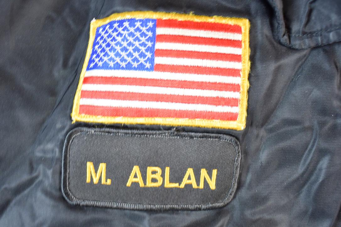 Vintage Military Patch Collared Bomber Full Zip Up Army Jacket