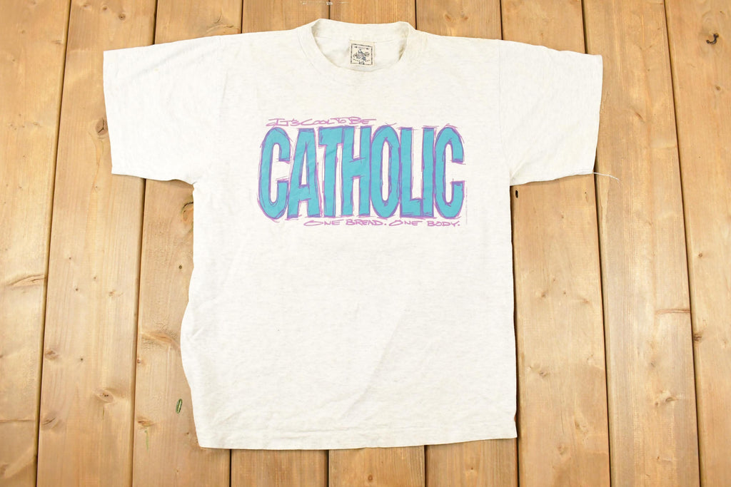 Vintage 1990s Its Cool To Be Catholic Souvenir Travel T-Shirt Men's M