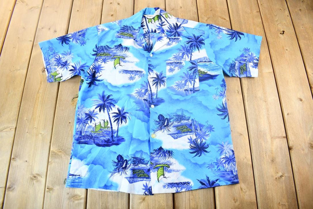 Vintage 1980s Tropicana Hawaii Beach Theme Button Up Shirt