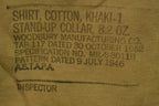 Vintage 1952 Military Khaki-1 Stand-Up Collar Button Up Shirt