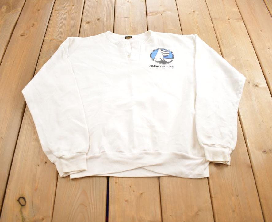 Vintage 1990s Cold Water Lake Quarter Button Up Souvenir Travel Button Up Sweatshirt