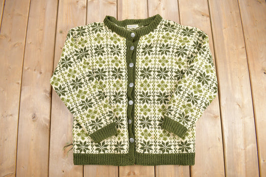 Vintage 1960s Husflinden Hand Knit Cardigan Sweater / Vintage Cardigan / Button Up / Made in Norway / Chunky / True Vintage