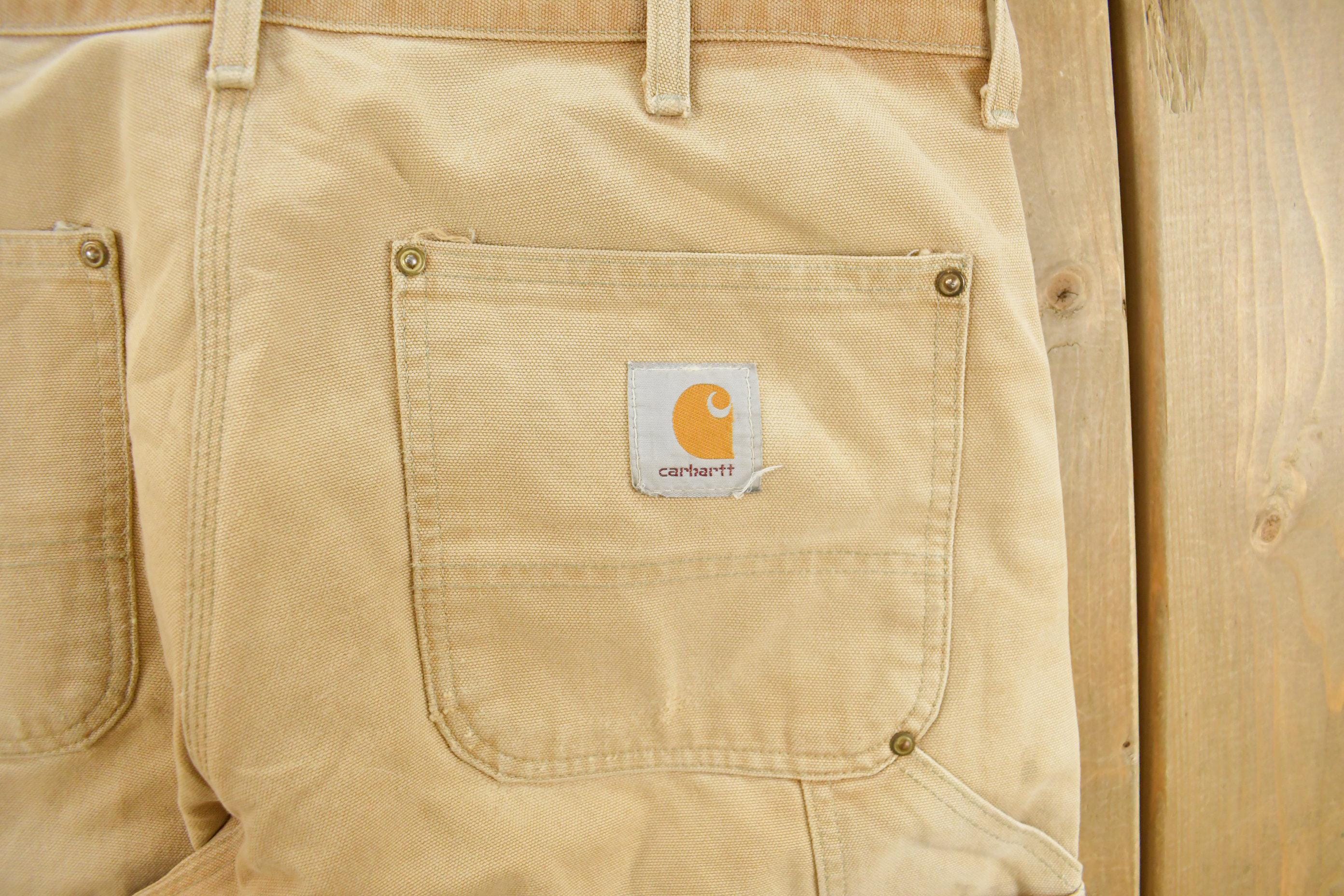 Vintage 1990s Carhartt Distressed Sun Faded Double Knee Pants Men's 34 x 29