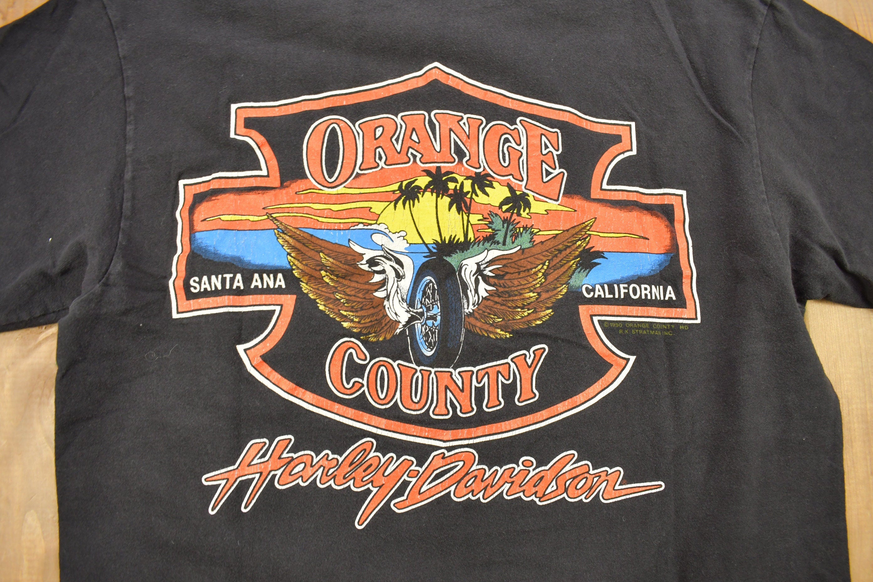 Vintage 1990 Orange County Harley Davidson Santa Ana California T-Shirt