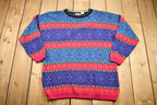 Vintage 1990s Striped 3D Knit Sweater