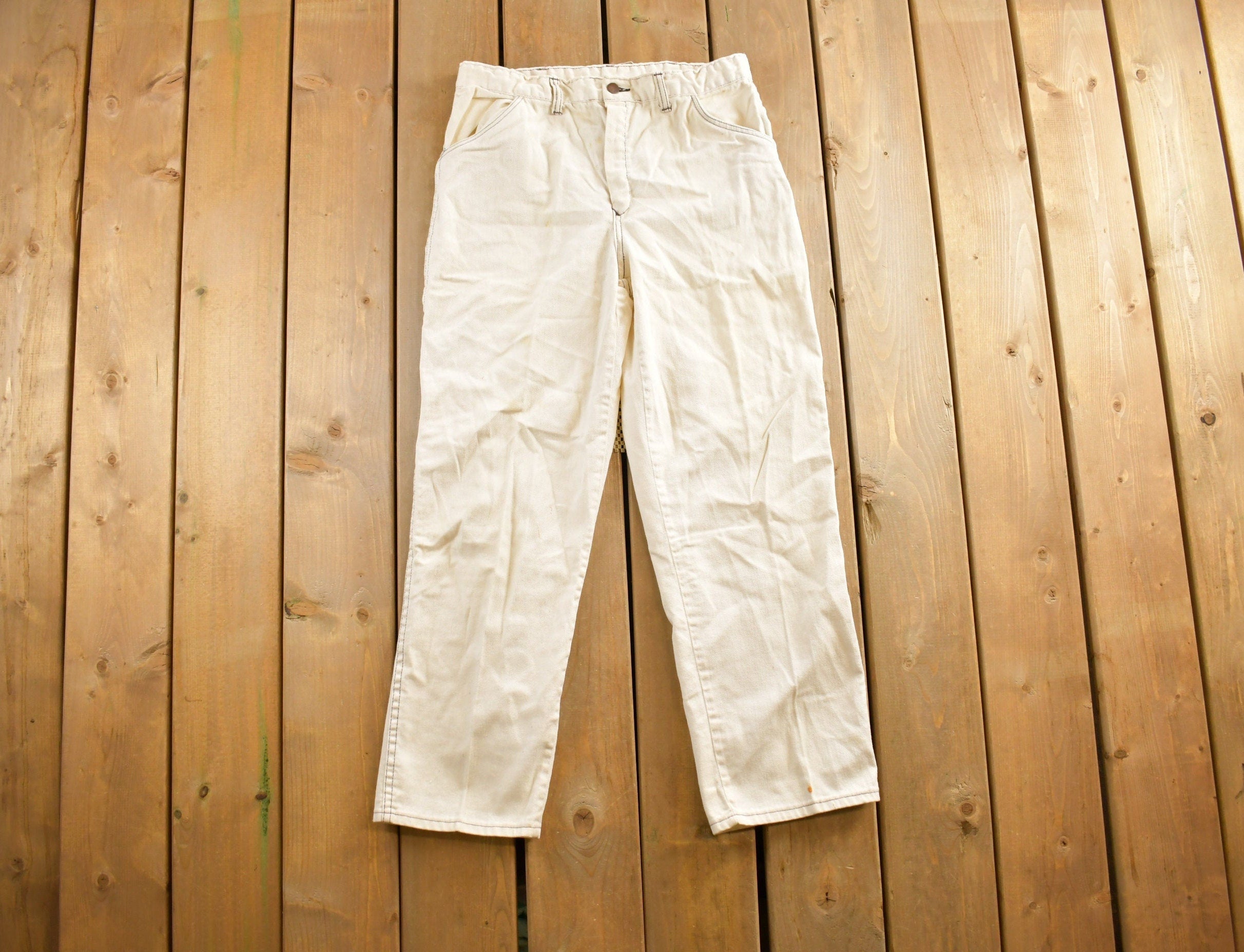 Vintage 1990s White Cargo Pants Size 34x31