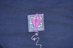 Vintage 1990s Morning Sun Cute Kite Double Collar Embroidered Crewneck Sweatshirt Women's XL
