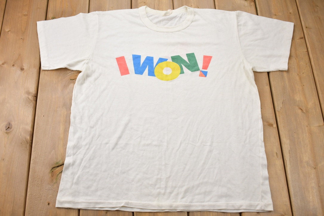 Vintage 1980s Ontario Lottery Corporation I Won Graphic T-Shirt