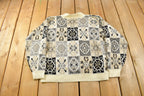 Vintage Alfred Dunner Knitted Patchwork Mock Neck Sweater