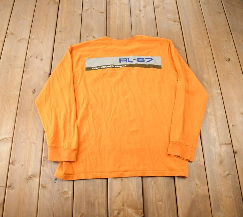 Vintage 1990s Ralph Lauren Polo Jeans Long T Shirt Made In Canada Size XL