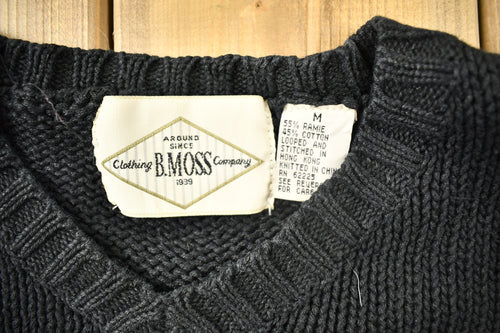 Vintage 1990s B.Moss Clothing Company Knitted V-Neck Sweater / Vintage 90s Crewneck / Aztec Pattern / Western Pattern