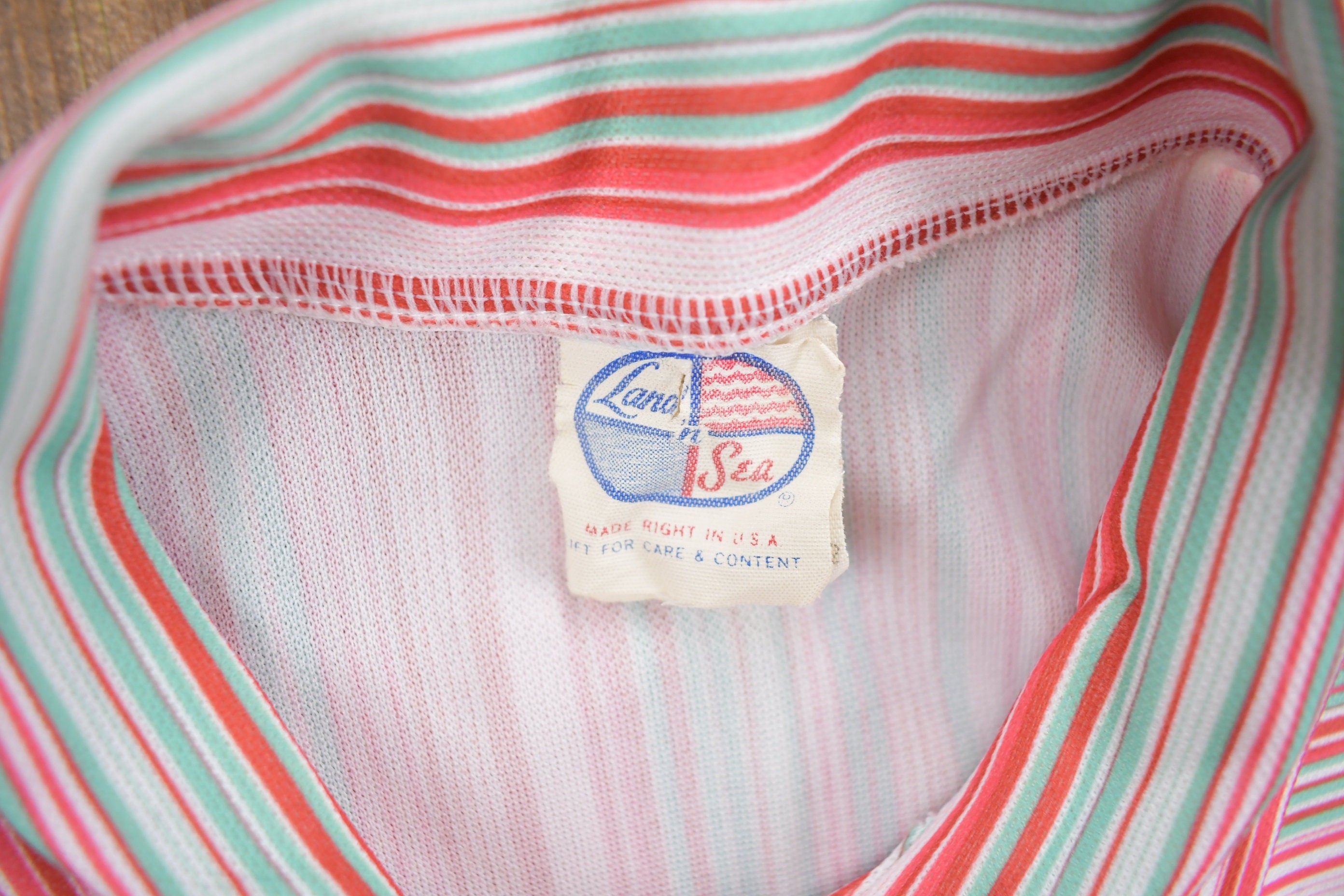 Vintage 1980s Land 'N Sea Striped Button Up Shirt