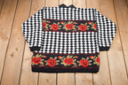 Vintage 1990s Trimmings Floral Checkered Knitted Sweater  Vintage 90s Mockneck  Pattern Sweater  Hand Knit  Pullover Sweatshirt
