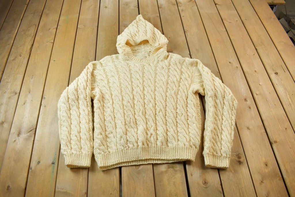 Vintage 1980s 3D Cable Knit Hoodie
