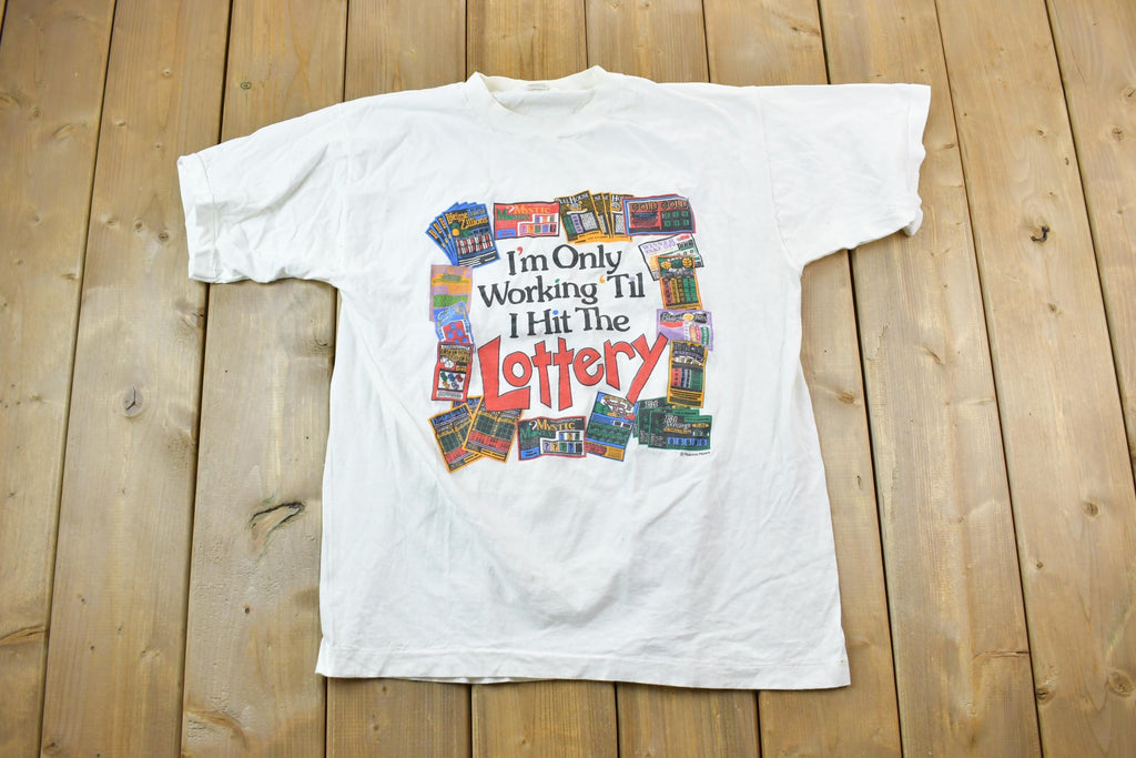 Vintage 1990s Hit The Lottery Graphic T-Shirt