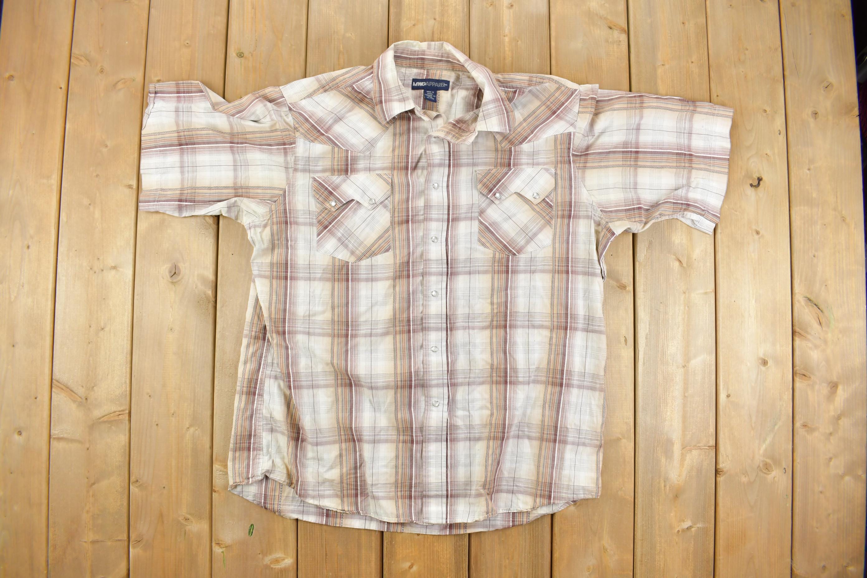 Vintage 1990s Western Plaid Button Up Shirt