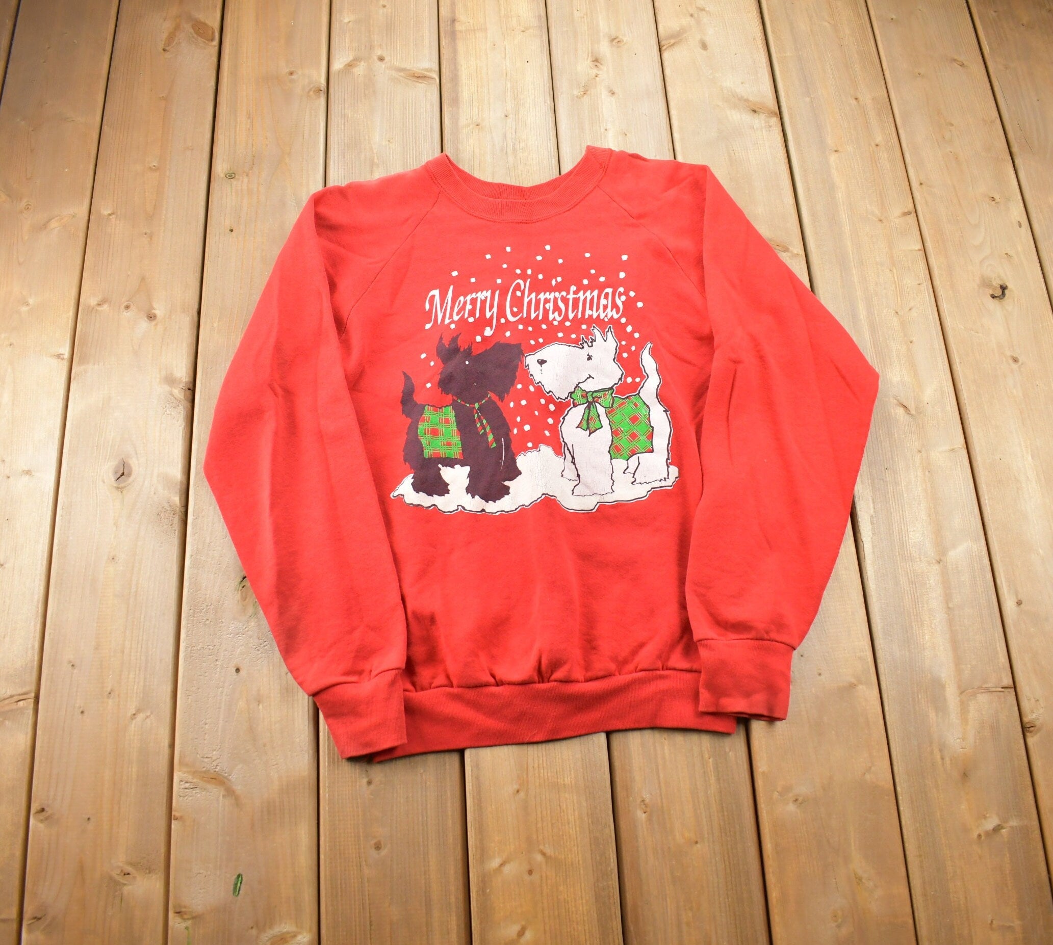 Vintage 1990s Merry Christmas Puppy Crewneck Sweater