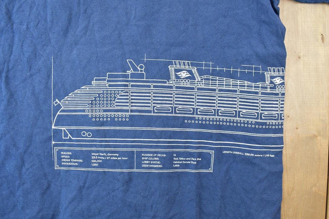 Vintage 1990s Disney Cruise Lines Cartoon Promo T-Shirt  90s Graphic Tee  Vintage Mickey Mouse  Made In USA  90s Disney Tee