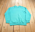 Vintage 1990s Santee Sweats Blank Teal Crewneck Sweatshirt Made In USA