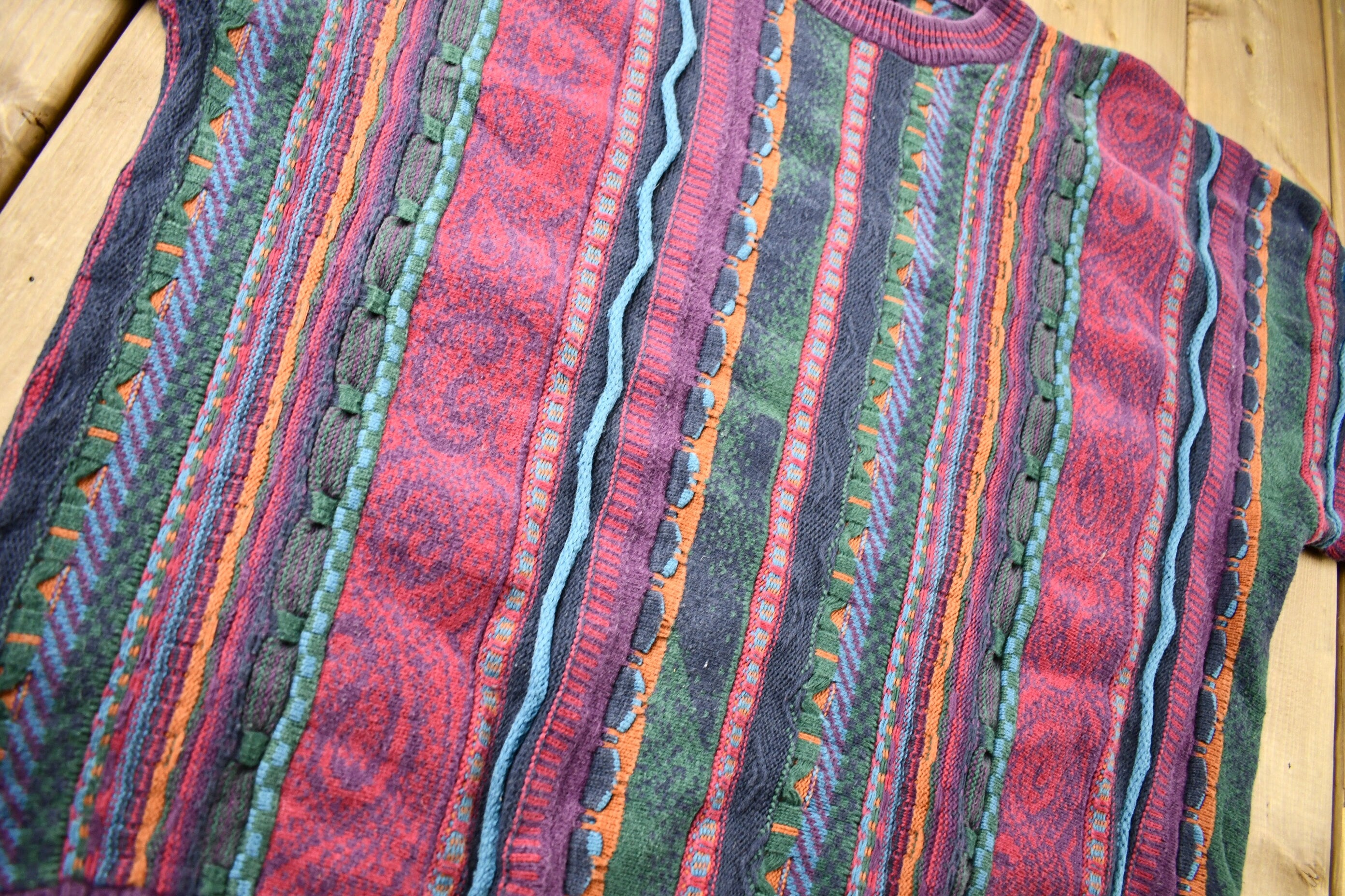 Vintage 1990s 3D Cable Knit Cotton Traders Sweater