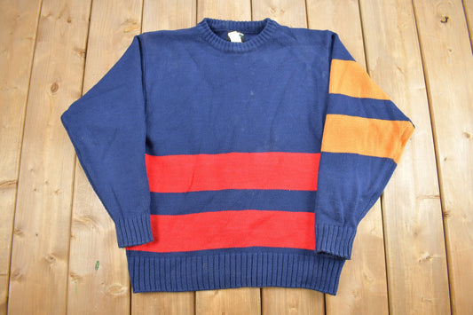 Vintage 1980s James River Trader Knit Crewneck Sweater / Vintage 80s Crewneck / Stripes / Colorful / Sweatshirt / Abstract Pattern