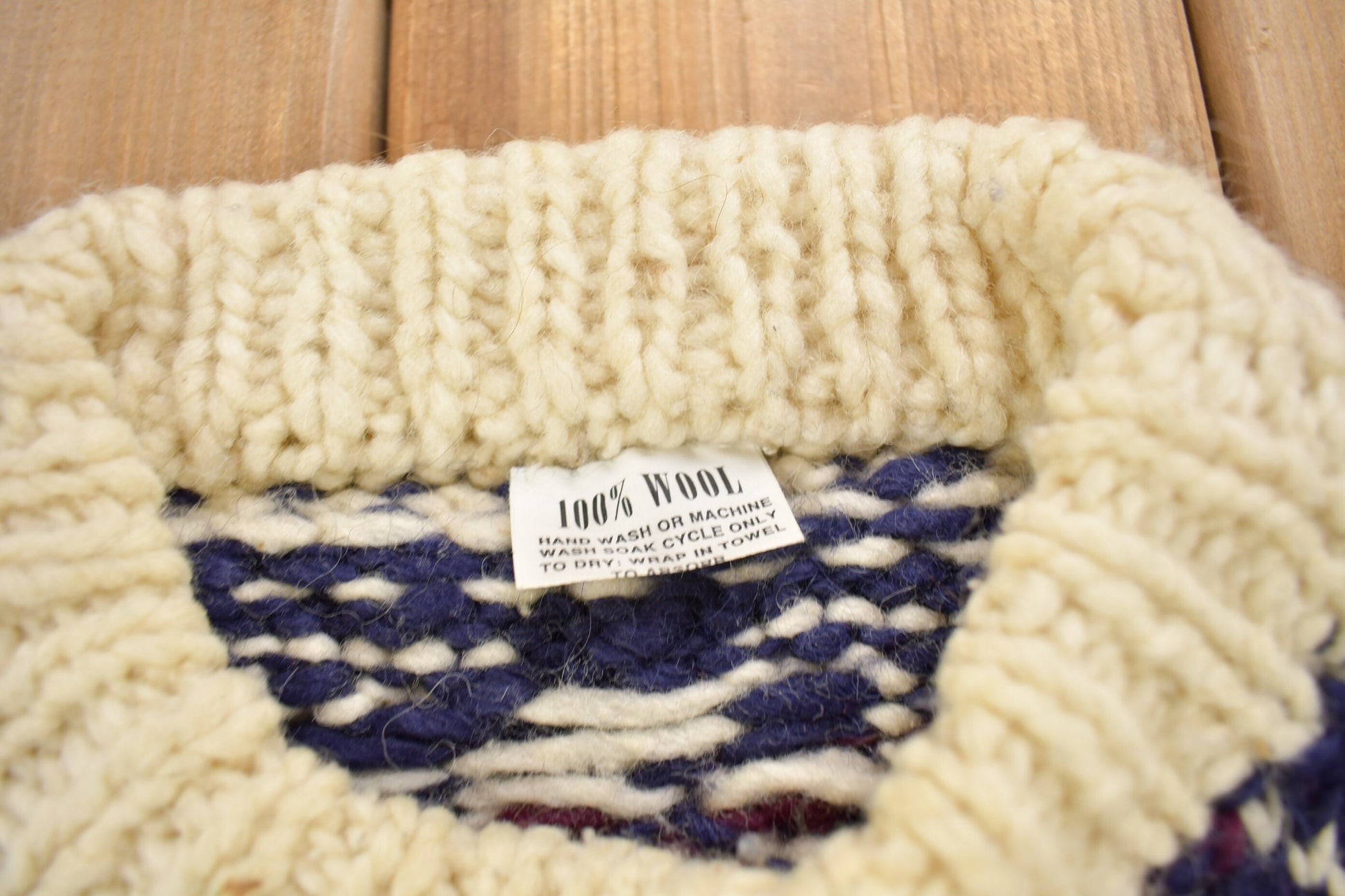 Vintage 1980s 100% Wool Knitted Striped Crewneck Sweater