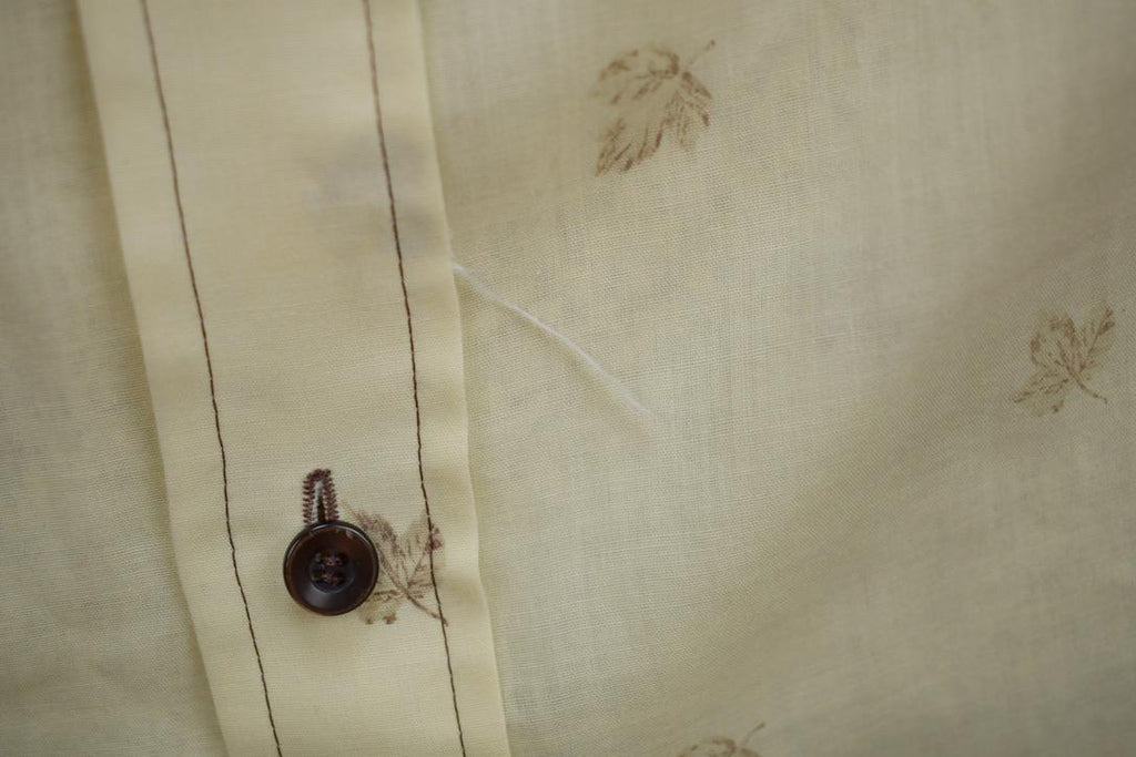 Vintage 1970s Sears Johnny Miller Leaf Patterned Button Up Formal Casual Shirt Made In Canada