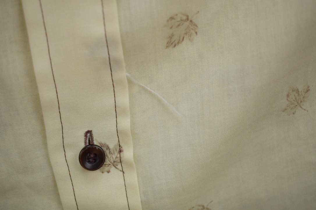 Vintage 1970s Sears Johnny Miller Leaf Patterned Button Up Formal Casual Shirt Made In Canada