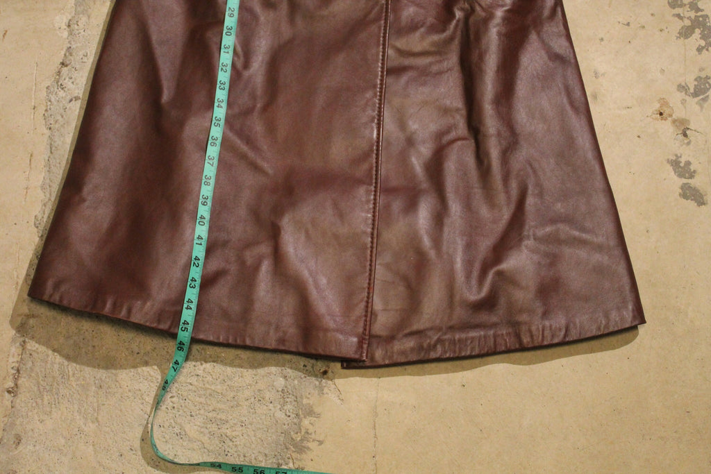 Vintage 1980s Mr Sabre Fur Collar Leather Trench Coat