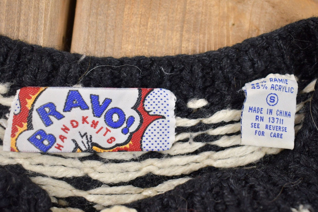 Vintage 1990s Bravo Knitted Cardigan Sweater / Vintage Cardigan / Button Up / Abstract Pattern