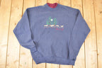 Vintage 1990s Up North Minnesota Embroidered Wolfpack Double Collar Crewneck Sweatshirt Mens L