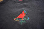 Vintage 1980s Embroidered Cardinal Nature Theme Lee Crewneck Sweatshirt Made In USA