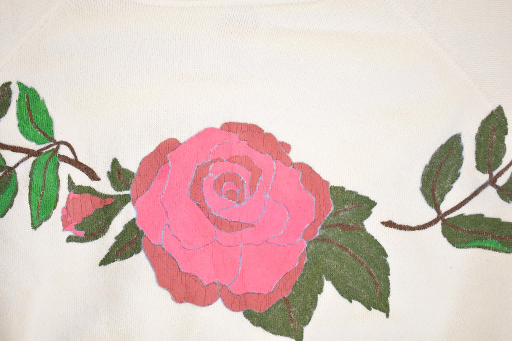 Vintage 1990s Large Rose Puffy Print Crewneck Sweatshirt Womens XL